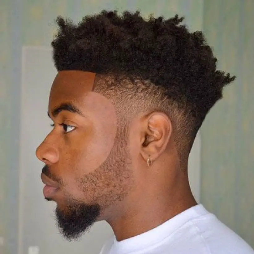 Curly Afro Fade + Groomed Beard