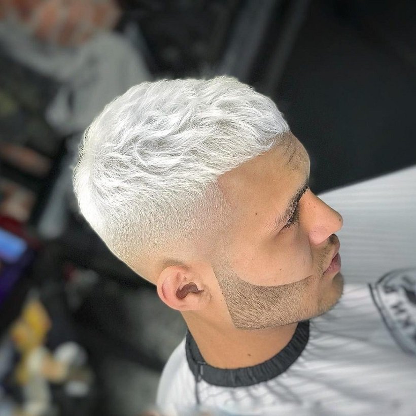 Edgar Haircut with Platinum Hair for Men’s Blended Haircut