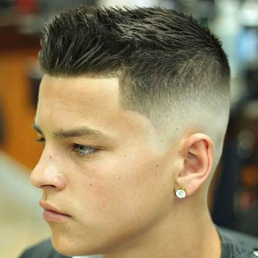 Mid Bald Fade in Spiked Hair