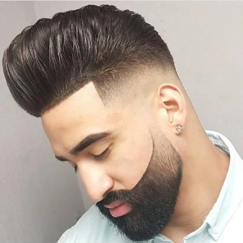 Pompadour Fade with Line Up